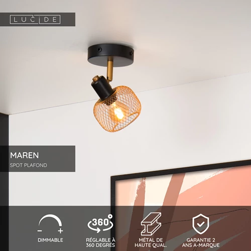 Lucide MAREN - Spot plafond - 1xE14 - Or Mat / Laiton - USP